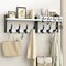 29" Coat Rack Wall Mount with Shelf, 4 in 1 Coat and Key Hanger with 11 Metal Hooks, Entryway Wall Mounted Shelf with Mail Holder for Living Room, Bedroom, White